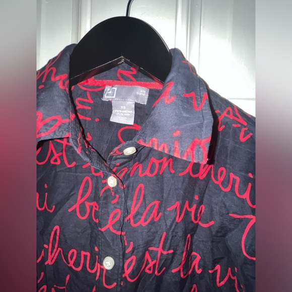 JCP button up French graphics shirt - Picture 2 of 3